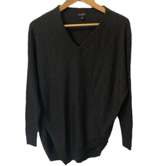 LORD and Taylor Cotton Wool Blend Knit V-Neck  Neutral Tunic Top XS - Picture 1 of 9